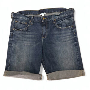 Garnet Hill Dark Wash Denim Cuffed Shorts